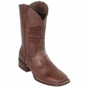 Botas de Cuero Grasso Bandera USA Horma Rodeo Cuadrada Q822A8394