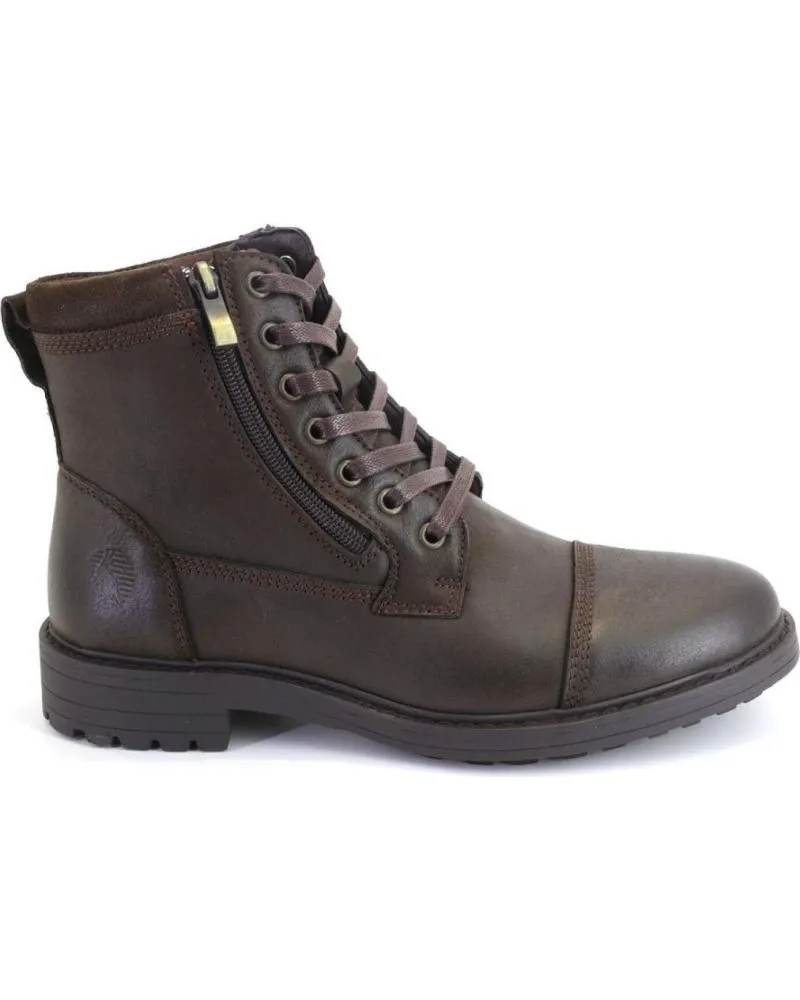 Botines   de Hombre CANGURO 816 BOTAS DE HOMBRE PIEL LAZOS Y CREMALLERA  MARRON