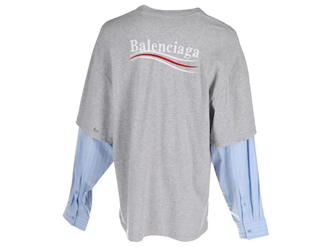 Camiseta a capas de algodón gris de la campaña política de Balenciaga 