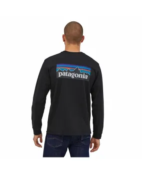 Camiseta de manga larga Patagonia M's LS P-6 Logo Responsibili-Tee Negra