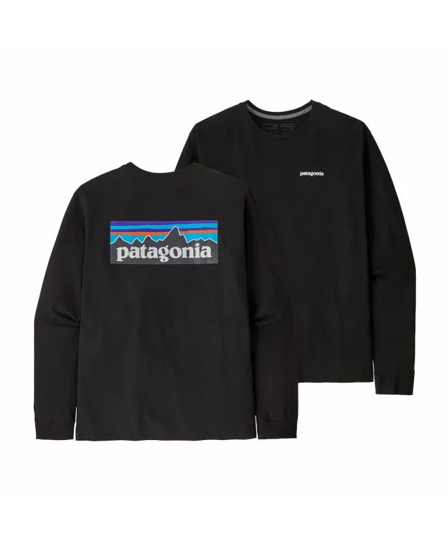 Camiseta de manga larga Patagonia M's LS P-6 Logo Responsibili-Tee Negra