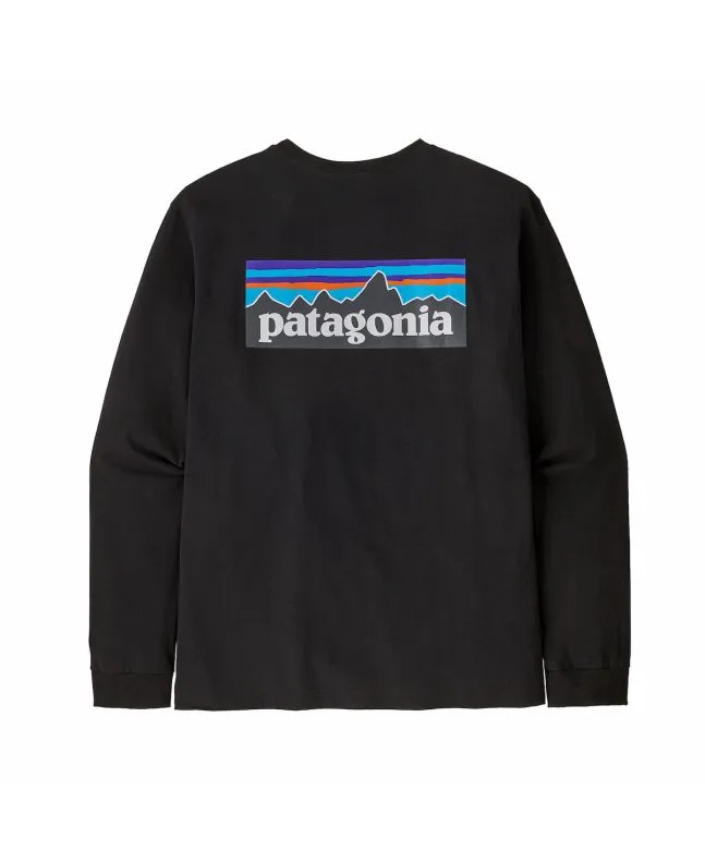 Camiseta de manga larga Patagonia M's LS P-6 Logo Responsibili-Tee Negra