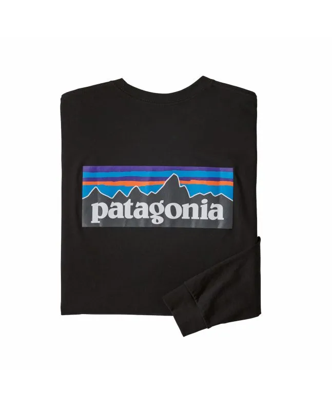 Camiseta de manga larga Patagonia M's LS P-6 Logo Responsibili-Tee Negra