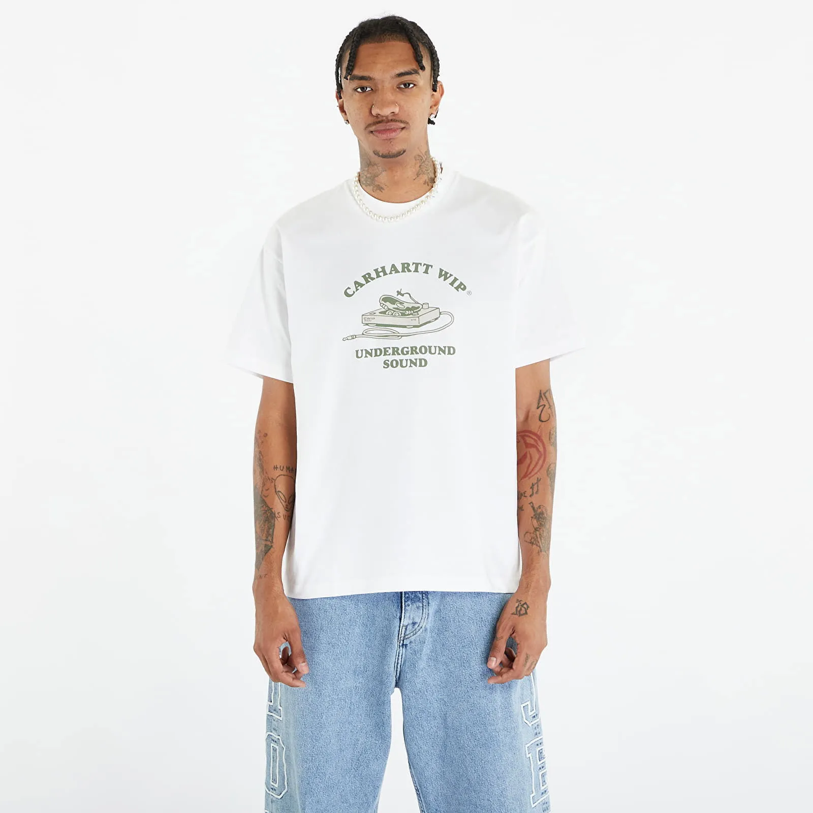 Carhartt WIP Men's T-Shirt Short Sleeve Underground Sound T-Shirt White