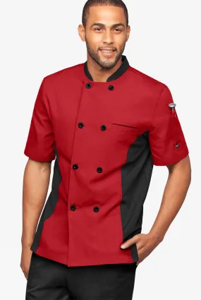 Chaqueta manga corta de gastronomía con 2 bolsillos y paneles de malla para hombre