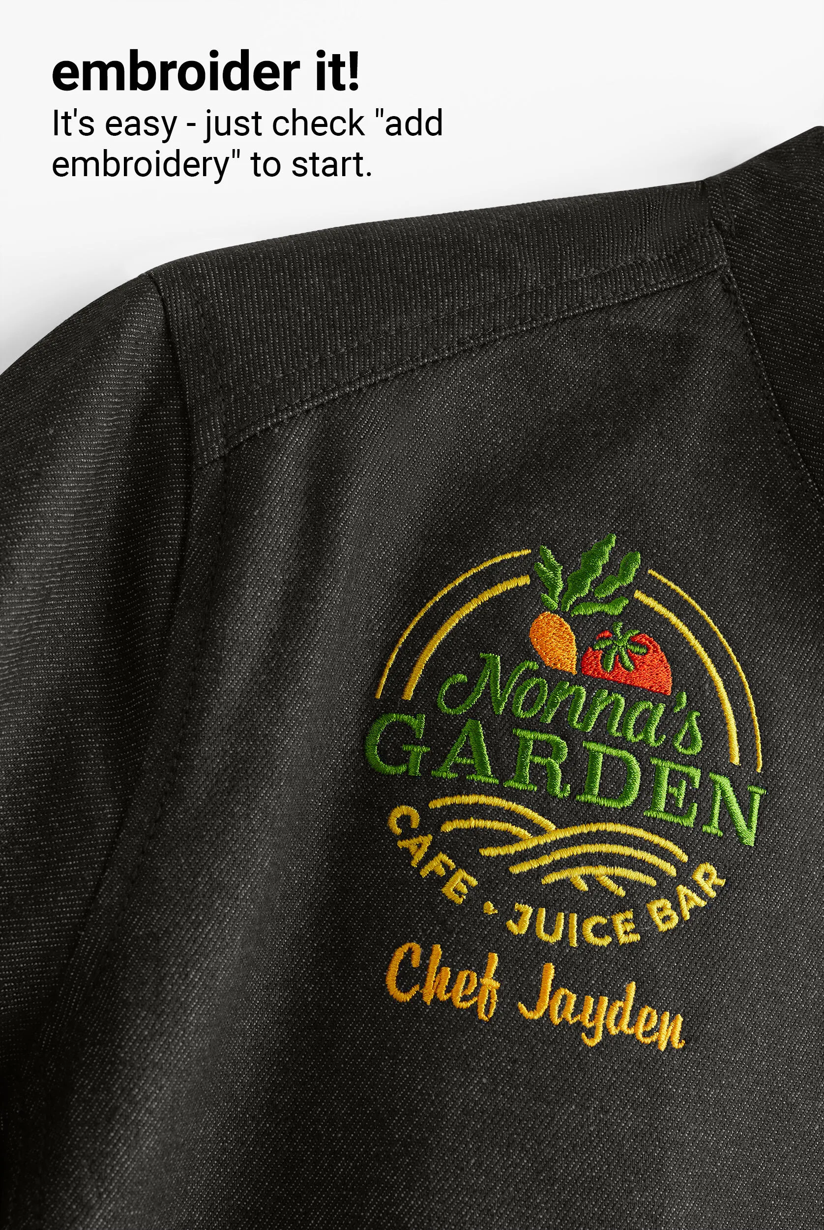 Chaqueta manga corta de gastronomía Industry Line de tela vaquera con doble abotonadura y paneles de malla para hombre