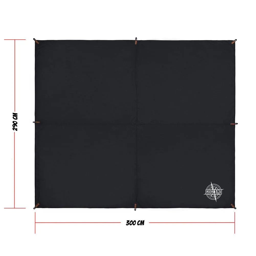 GOGLAND Lona de protección UV para exteriores, lona para tienda de campaña, 300 x 290 cm, negro