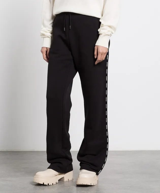 Moncler Black sports pants with contrasting stripes