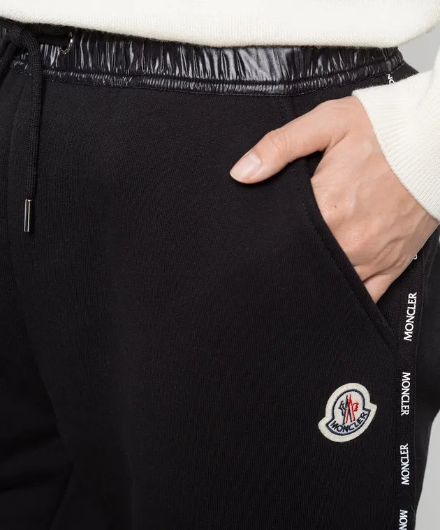 Moncler Black sports pants with contrasting stripes