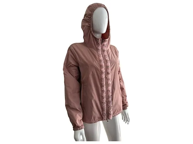 Moncler chaqueta bomber plateada adornada Rosa 