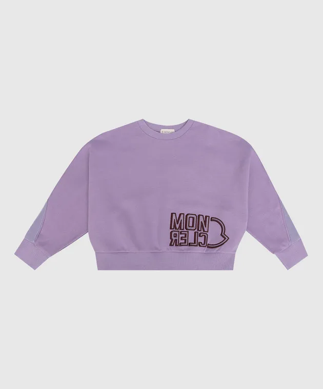 Moncler ENFANT Lilac sweatshirt with logo embroidery