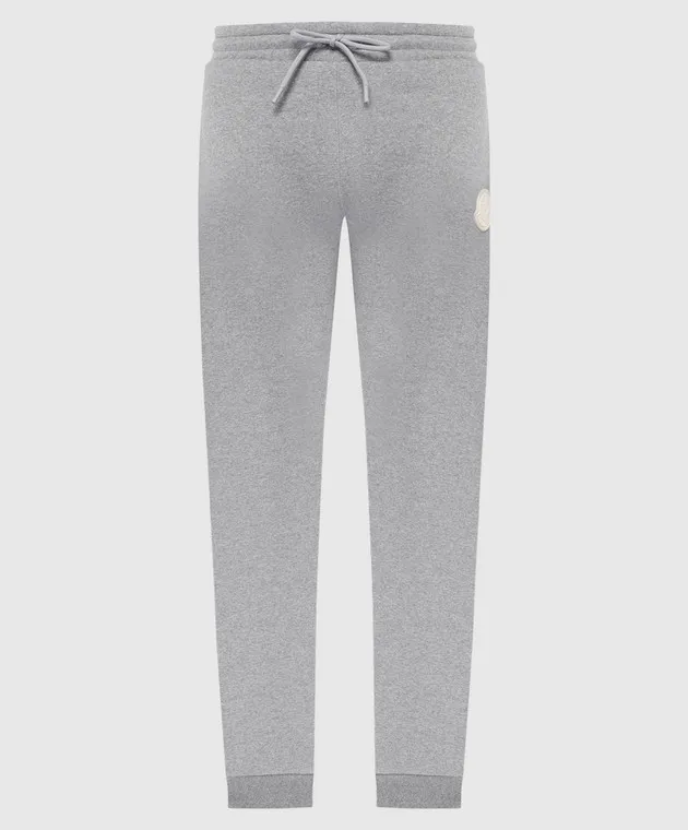 Moncler Gray joggers with logo patch