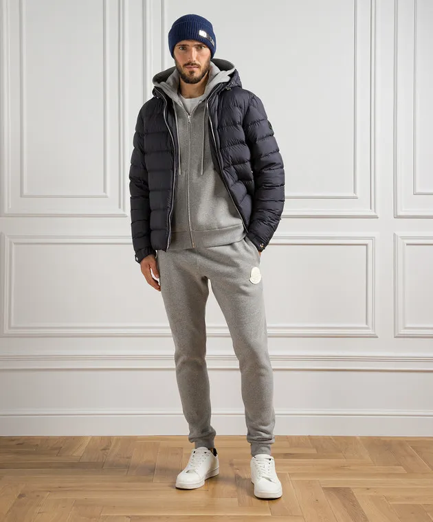 Moncler Gray joggers with logo patch