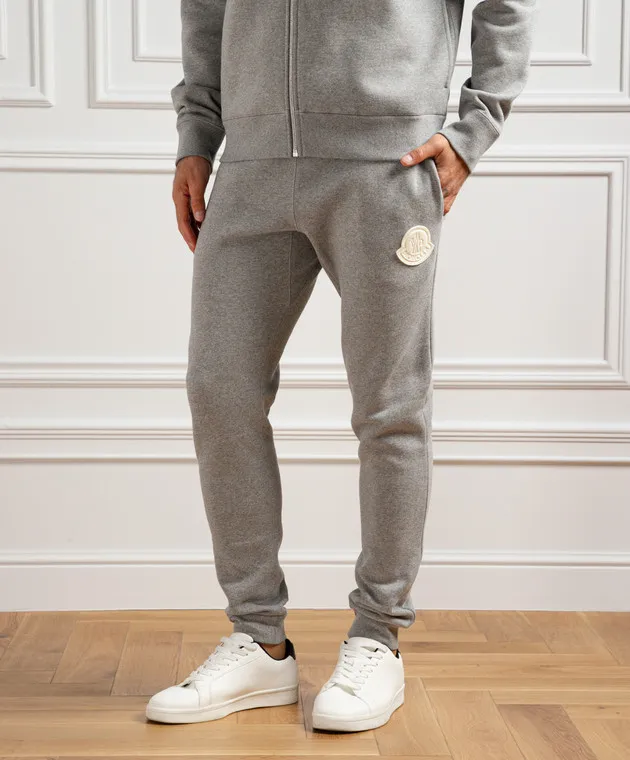 Moncler Gray joggers with logo patch