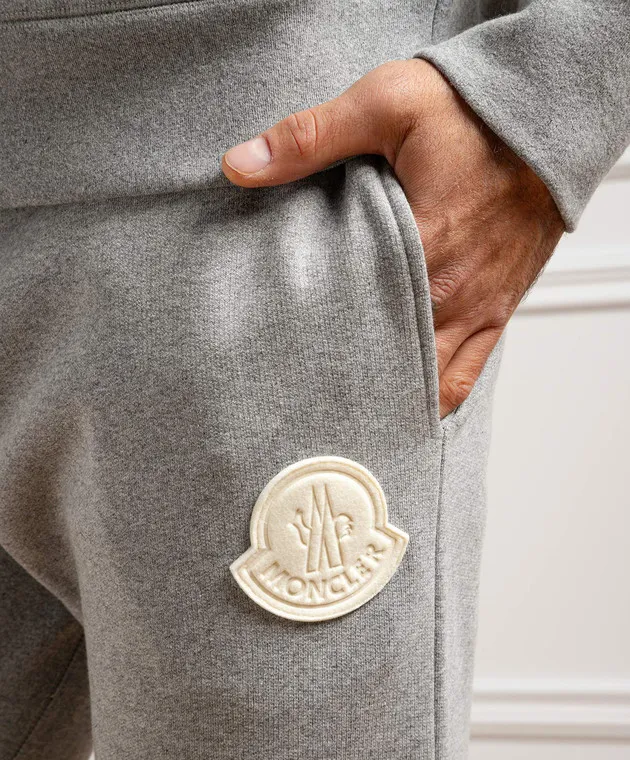 Moncler Gray joggers with logo patch