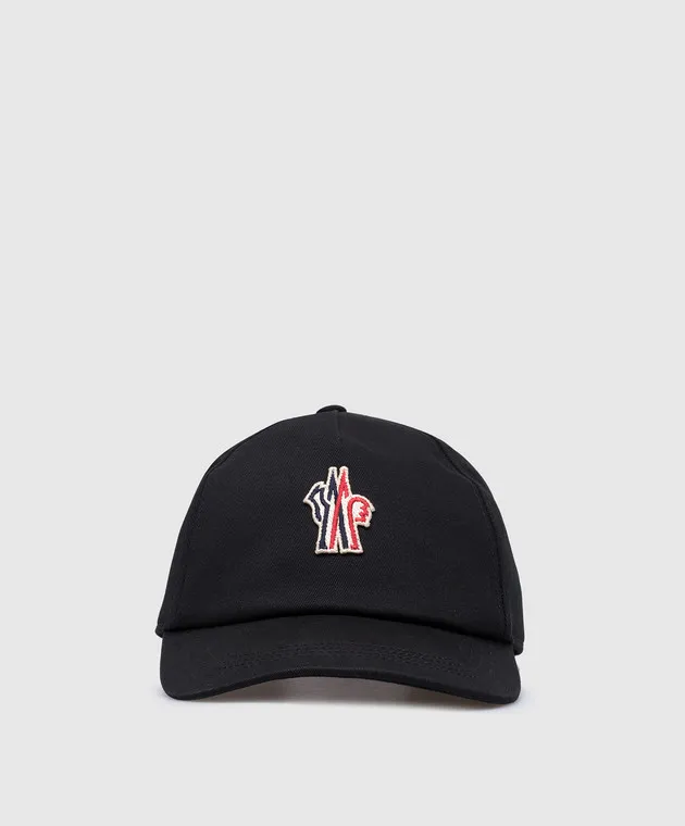 Moncler Grenoble Black cap with logo patch