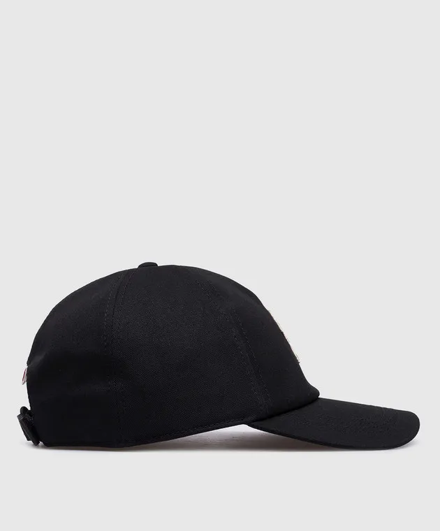 Moncler Grenoble Black cap with logo patch