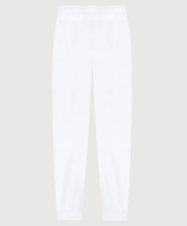 Moncler White joggers with textured logo