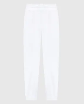 Moncler White joggers with textured logo