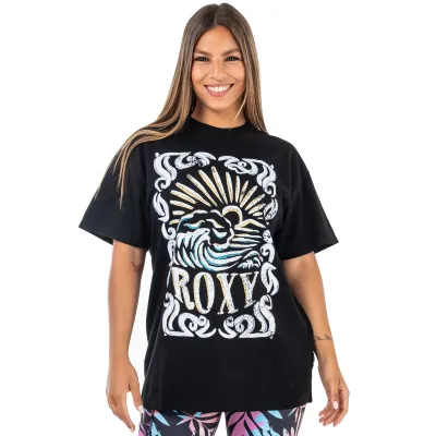 REMERON MANGA CORTA MOSH PITTED ROXY NEGRA CON ESTAMPA