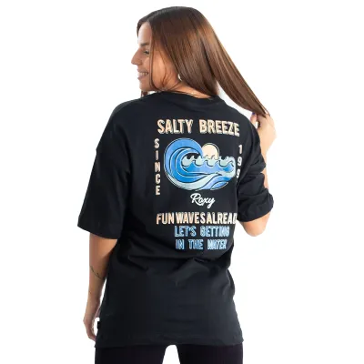 REMERON MANGA CORTA SALTY BREEZE ROXY NEGRA CON ESTAMPA