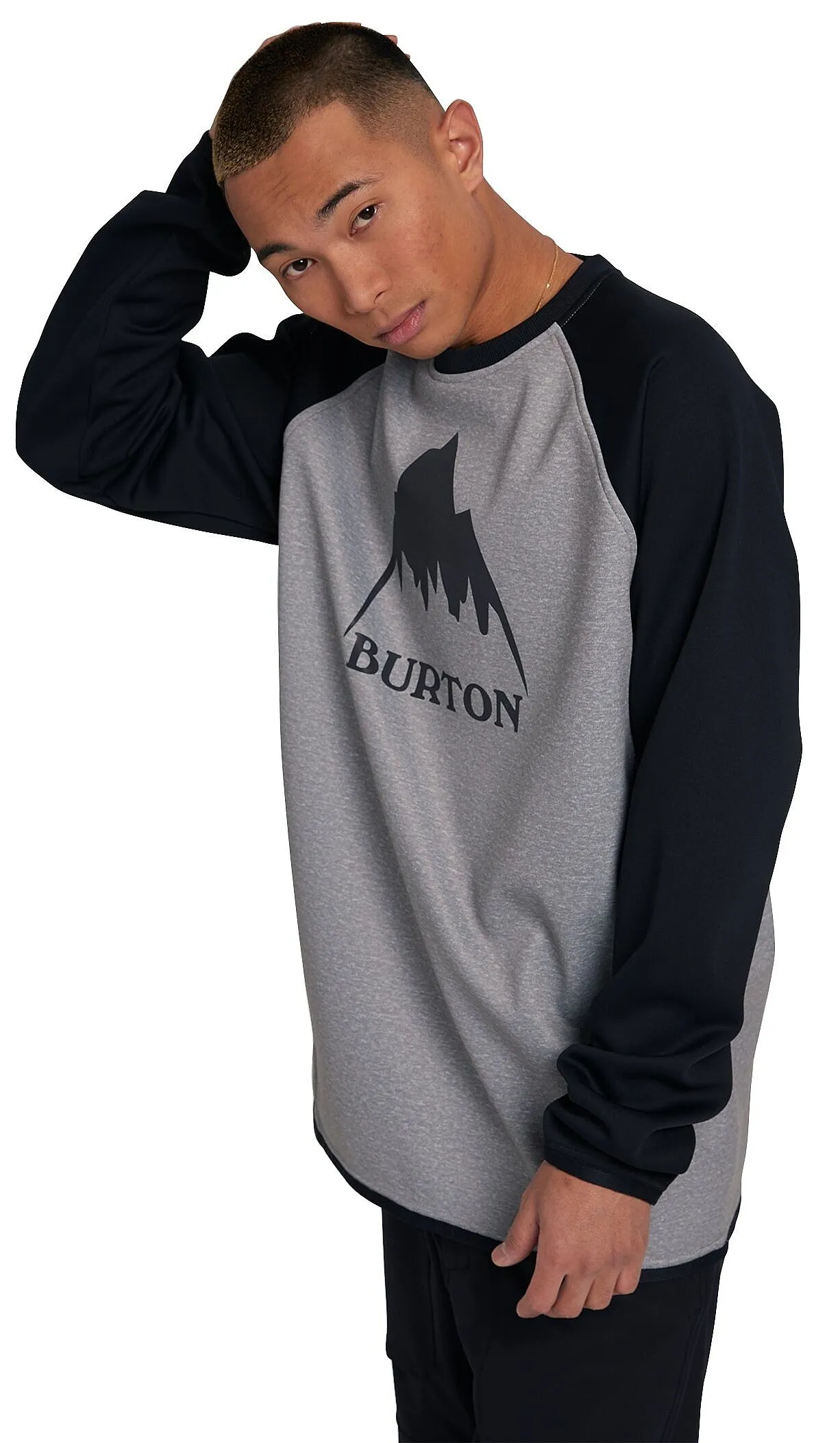 sudadera Burton Crown Weatherproof Crew - Gray Heather/True Black - men´s