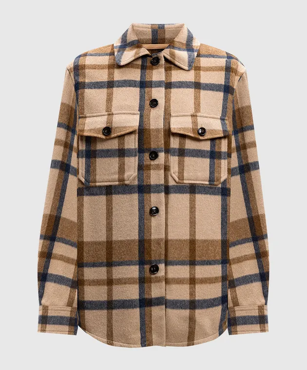 Woolrich Beige checkered wool shirt