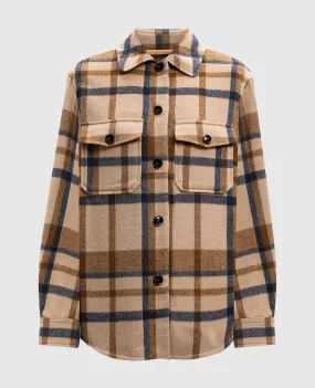 Woolrich Beige checkered wool shirt