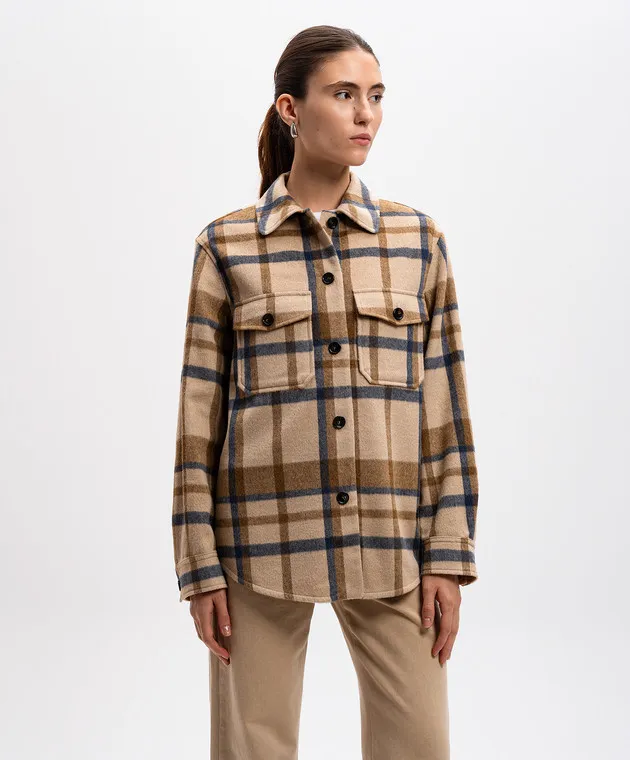 Woolrich Beige checkered wool shirt