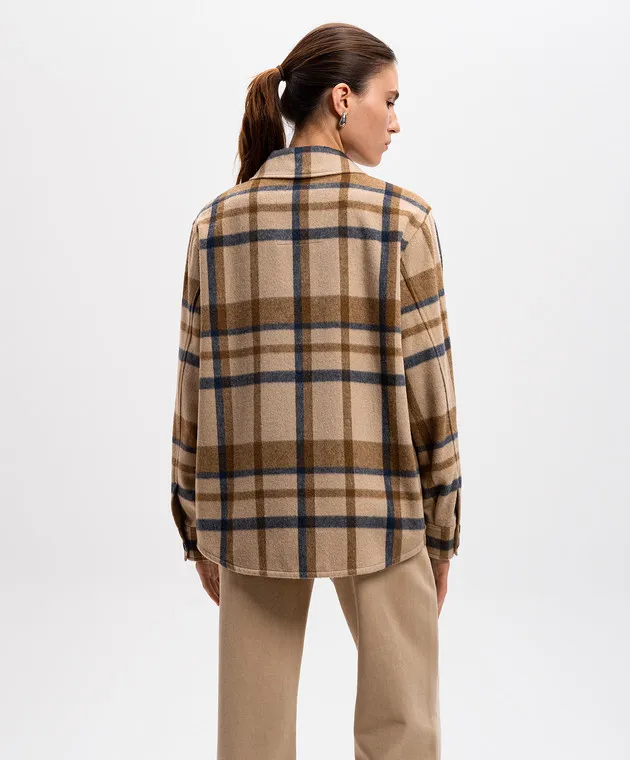 Woolrich Beige checkered wool shirt