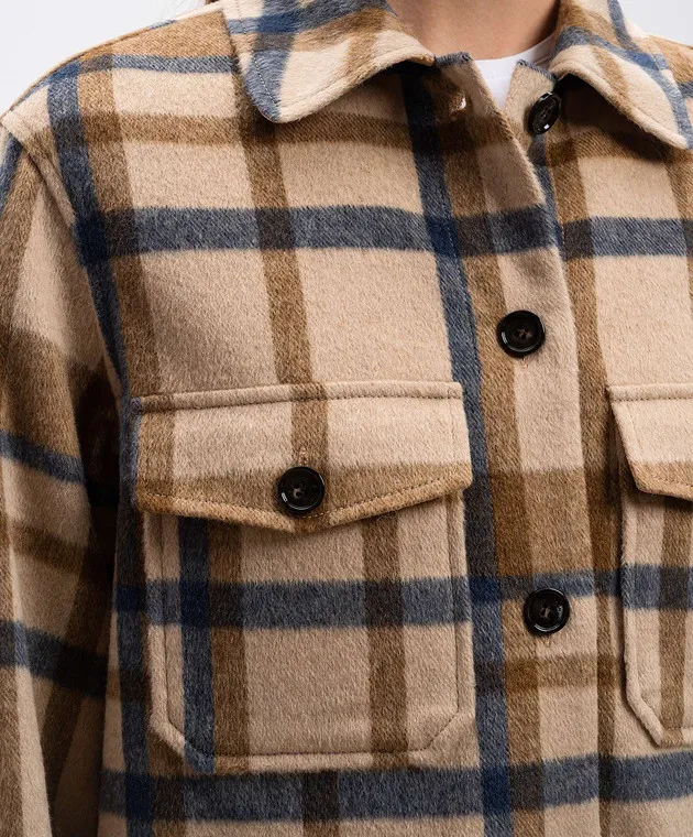 Woolrich Beige checkered wool shirt