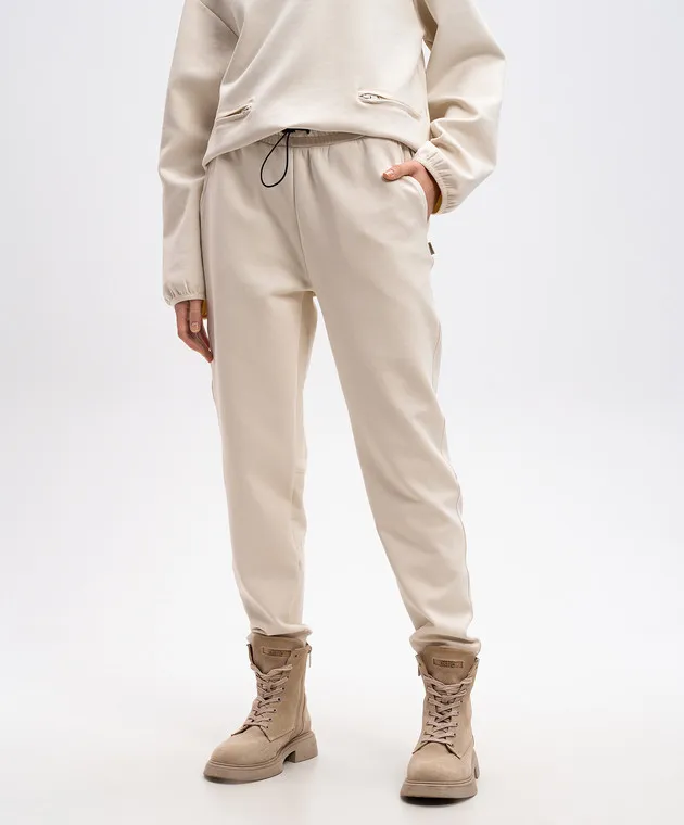 Woolrich Beige joggers with a logo