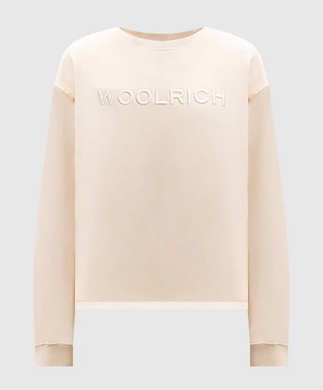 Woolrich Beige sweatshirt with logo embroidery