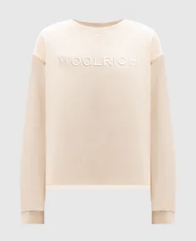 Woolrich Beige sweatshirt with logo embroidery