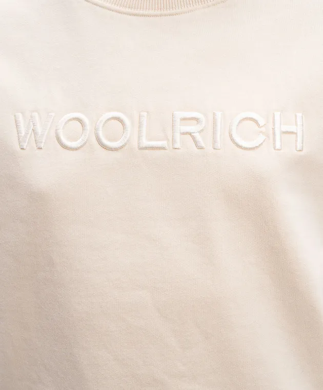 Woolrich Beige sweatshirt with logo embroidery