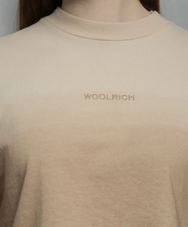 Woolrich Beige t-shirt with logo embroidery