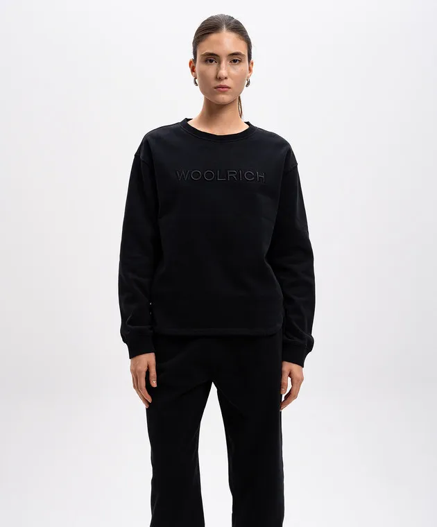 Woolrich Black sweatshirt with logo embroidery