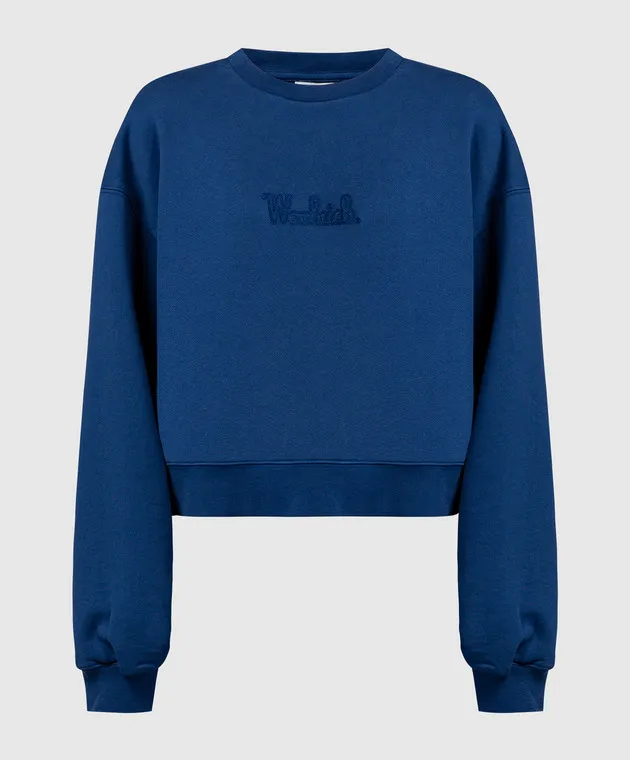 Woolrich Blue sweatshirt with logo embroidery