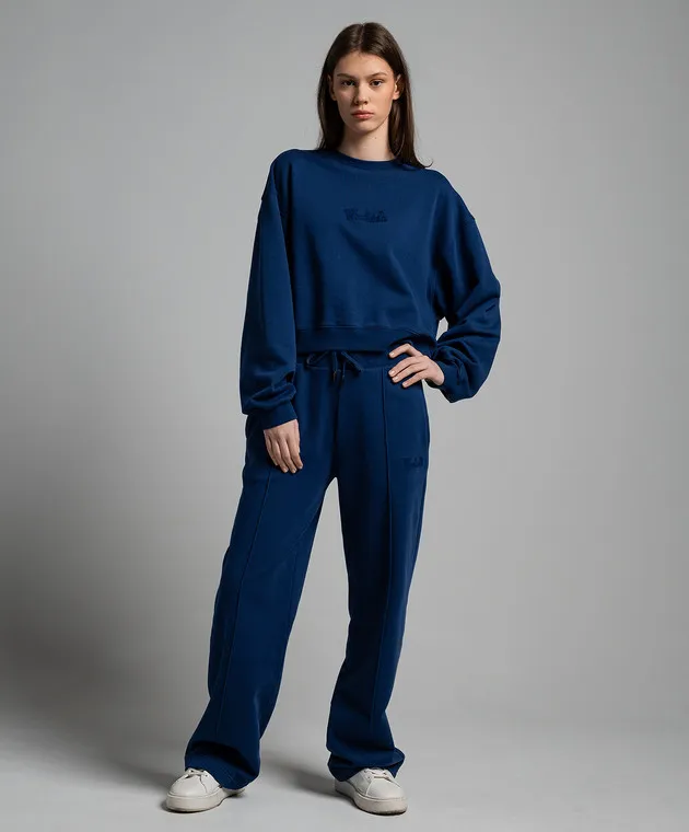 Woolrich Blue sweatshirt with logo embroidery