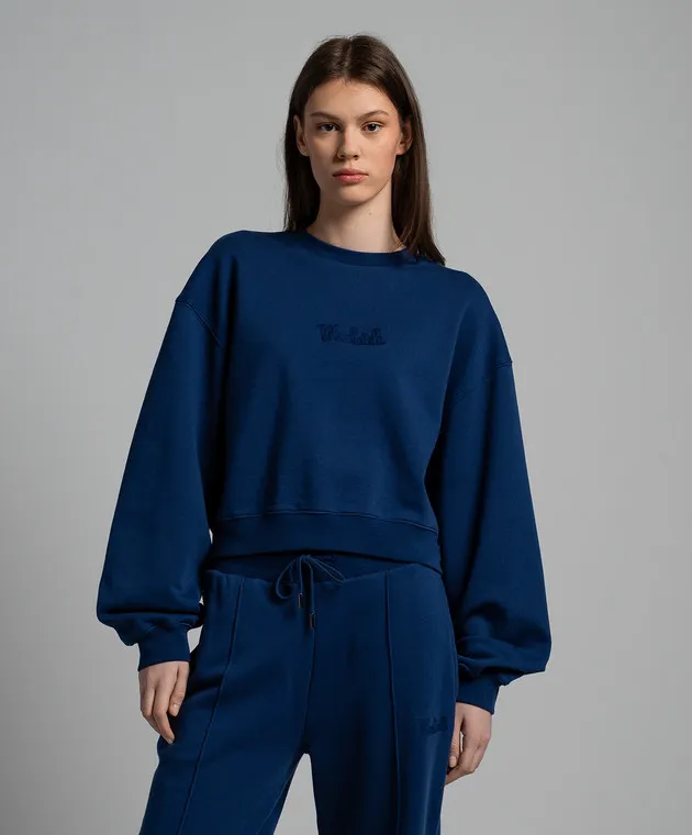 Woolrich Blue sweatshirt with logo embroidery