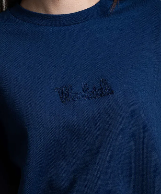 Woolrich Blue sweatshirt with logo embroidery