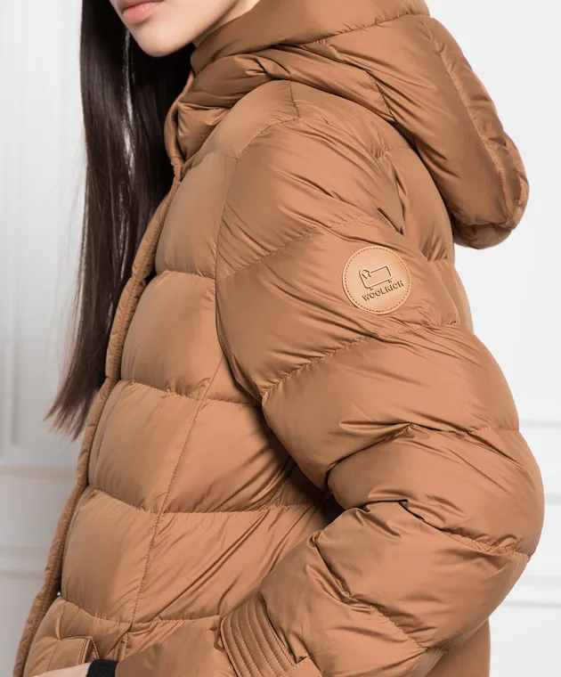 Woolrich Brown down jacket with logo