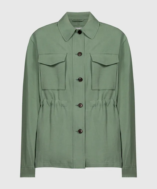 Woolrich Green shirt on a drawstring with linen