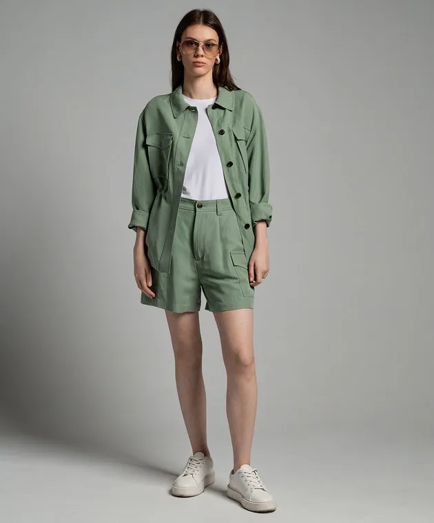 Woolrich Green shirt on a drawstring with linen