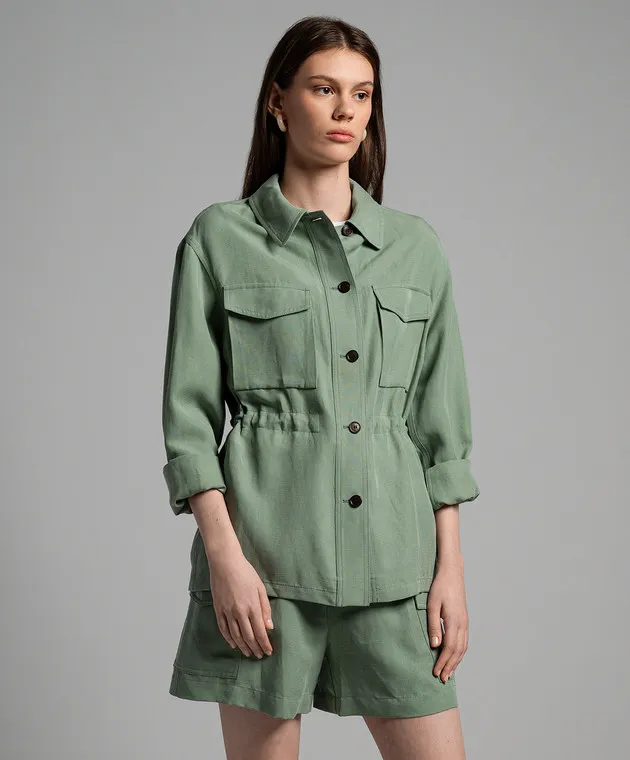 Woolrich Green shirt on a drawstring with linen