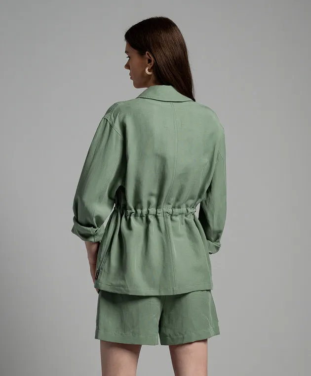 Woolrich Green shirt on a drawstring with linen