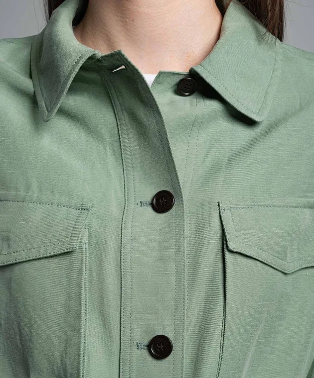 Woolrich Green shirt on a drawstring with linen