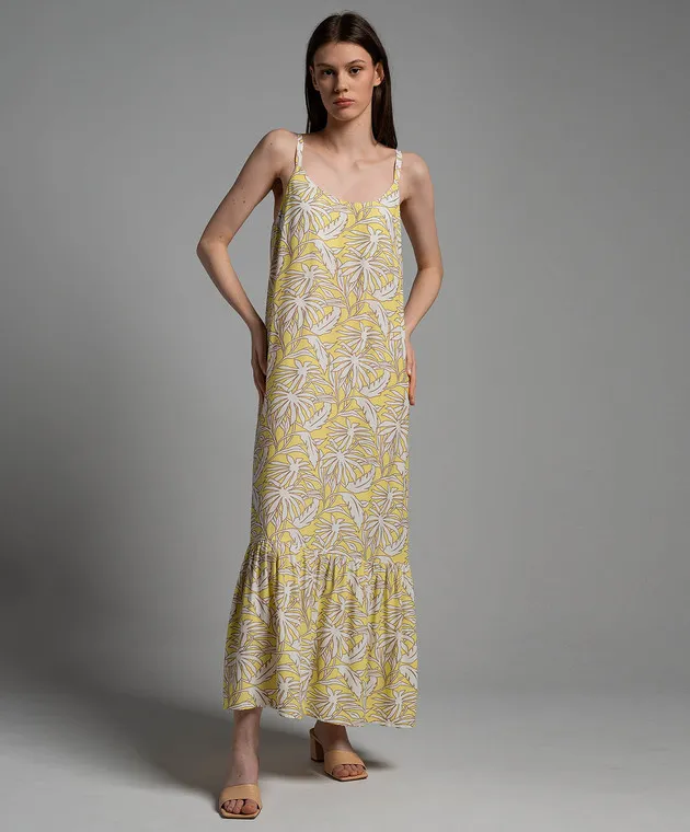 Woolrich Yellow dress in a print with a frill