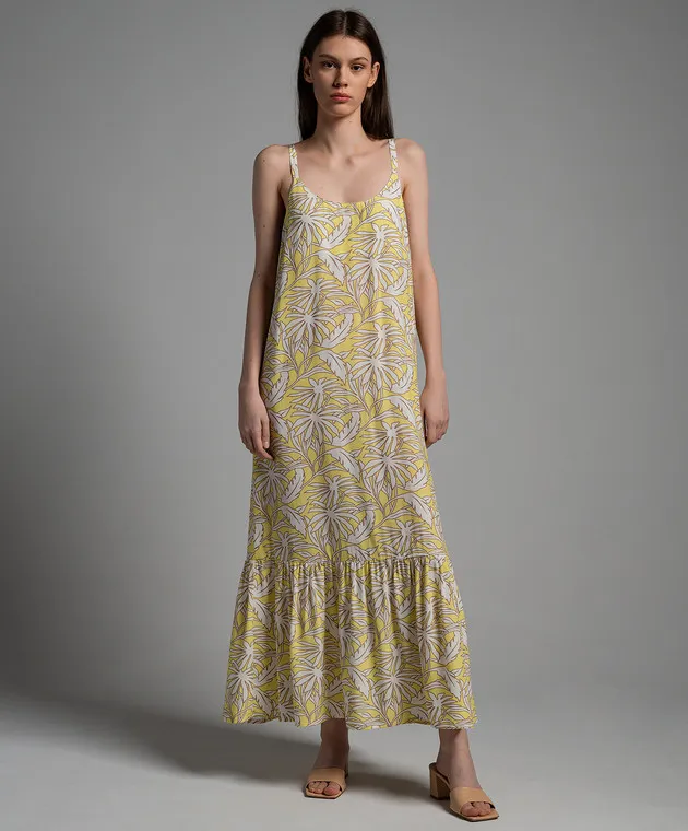 Woolrich Yellow dress in a print with a frill