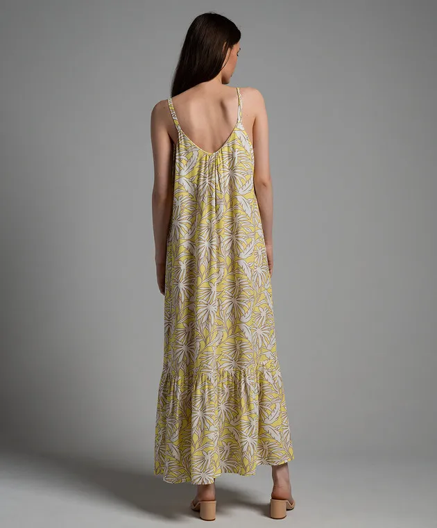 Woolrich Yellow dress in a print with a frill